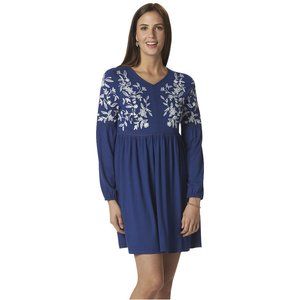 Sahalie Embroidered Peasant Dress-Admiral Blue
